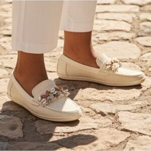 NWOT Franco Sarto Beige Loafers with Shell Details